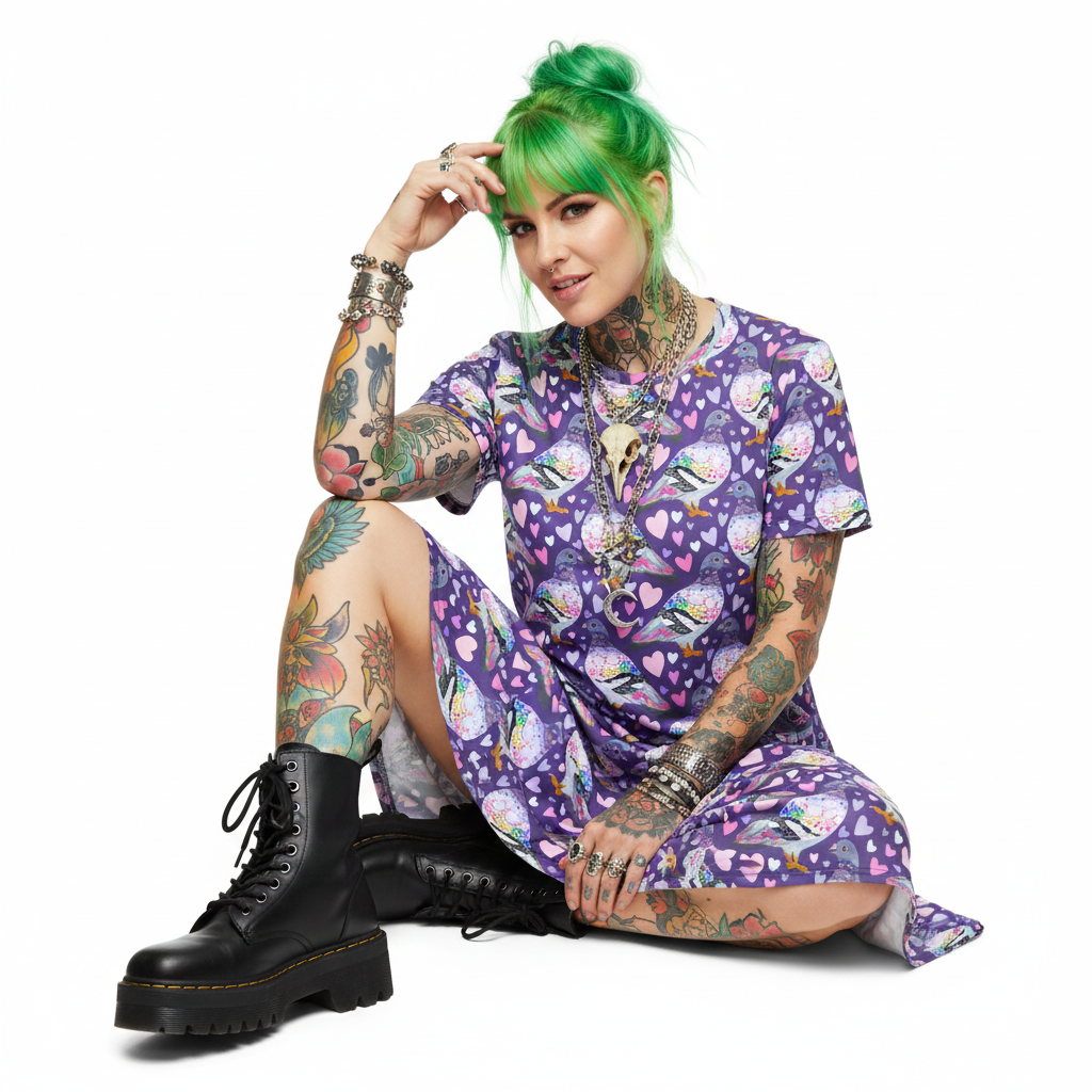 T-shirt dress | For the Love of Pigeons | Recycled