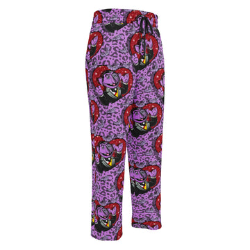 All-over print white wide-leg joggers by Designed By Debz, unisex CUT-SEW with comfortable fit and casual style.