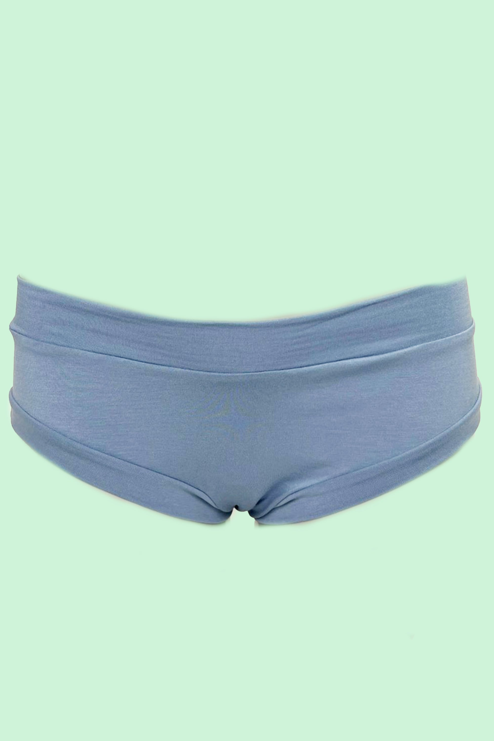 Organic bamboo flat front briefs by Designed By Debz, showcasing ultra-soft, handmade bamboo fabric in a natural beige color.
