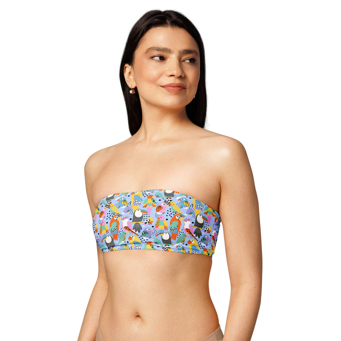 Bandeau bikini top | Tropical Birds | Recycled | 2XS - 6XL - Designed By Debz