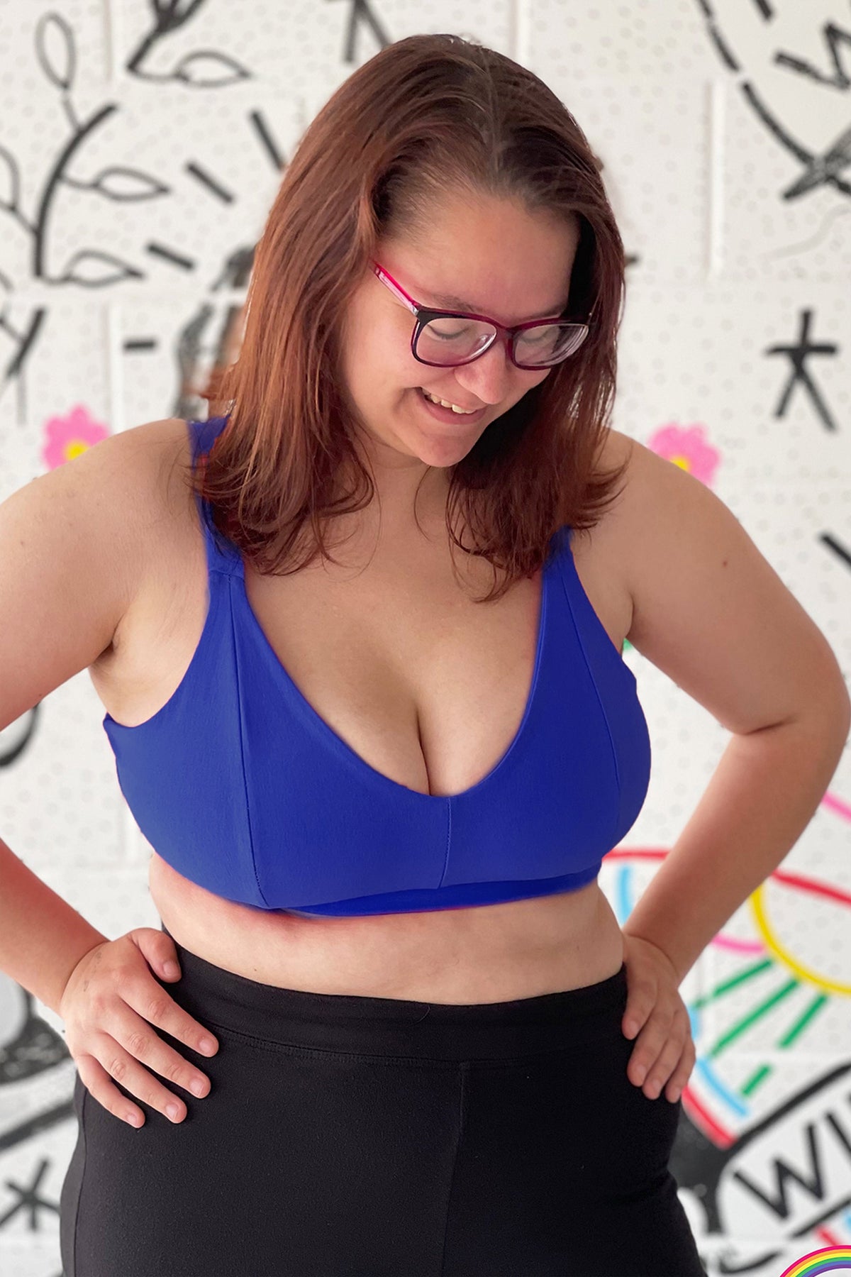 Blue Organic Cotton Bra | Handmade Non-Wired Bra | Sizes 24-60" Back, A-O Cup | Made in the UK by Designed by Debz