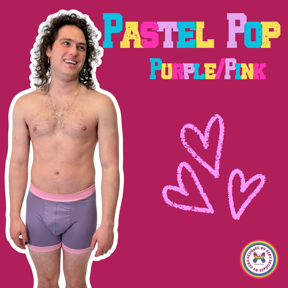 Comfort Boxers | Pastel Pop Purple/Pink | Organic Cotton (Copy) - Designed By Debz