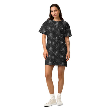 Cotton t-shirt dress | Gothic Cobwebs | Handmade - Designed By Debz