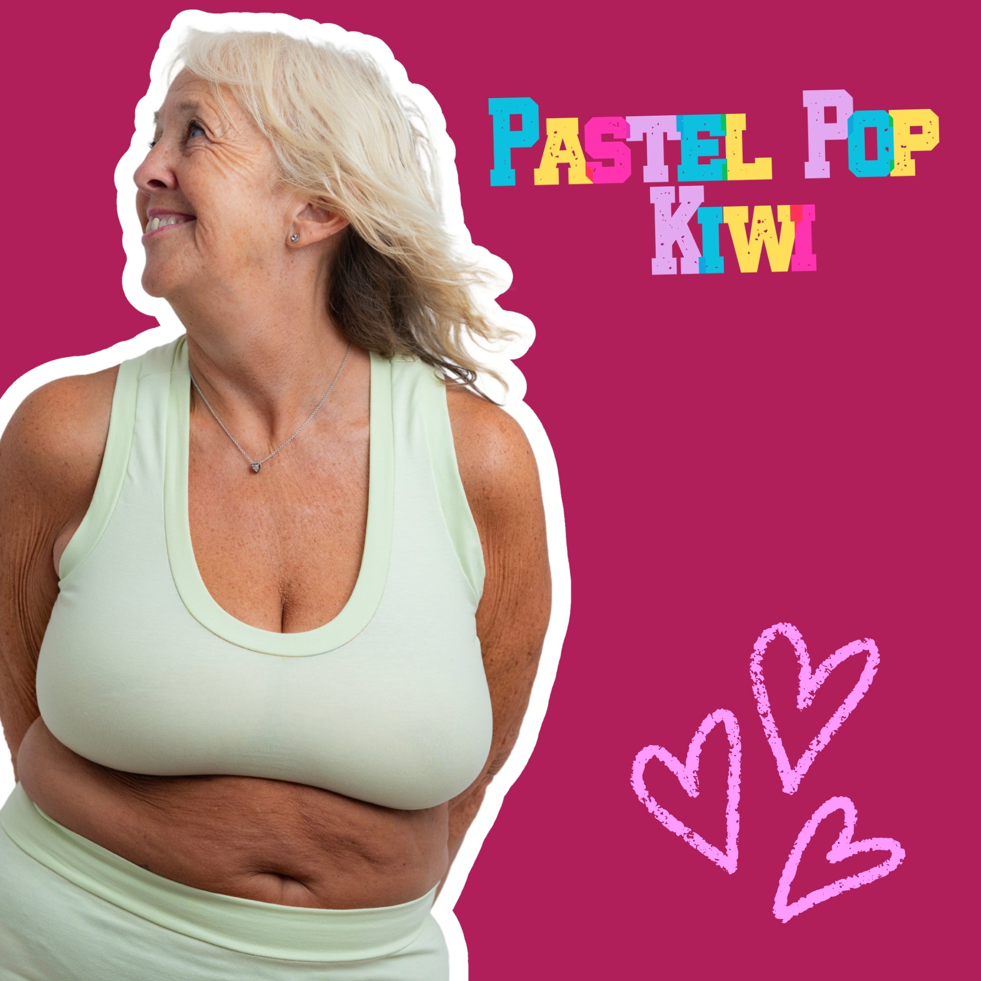 Pastel Pop Kiwi Organic Cotton Comfort Bralette | Handmade in the UK | Designed by Debz