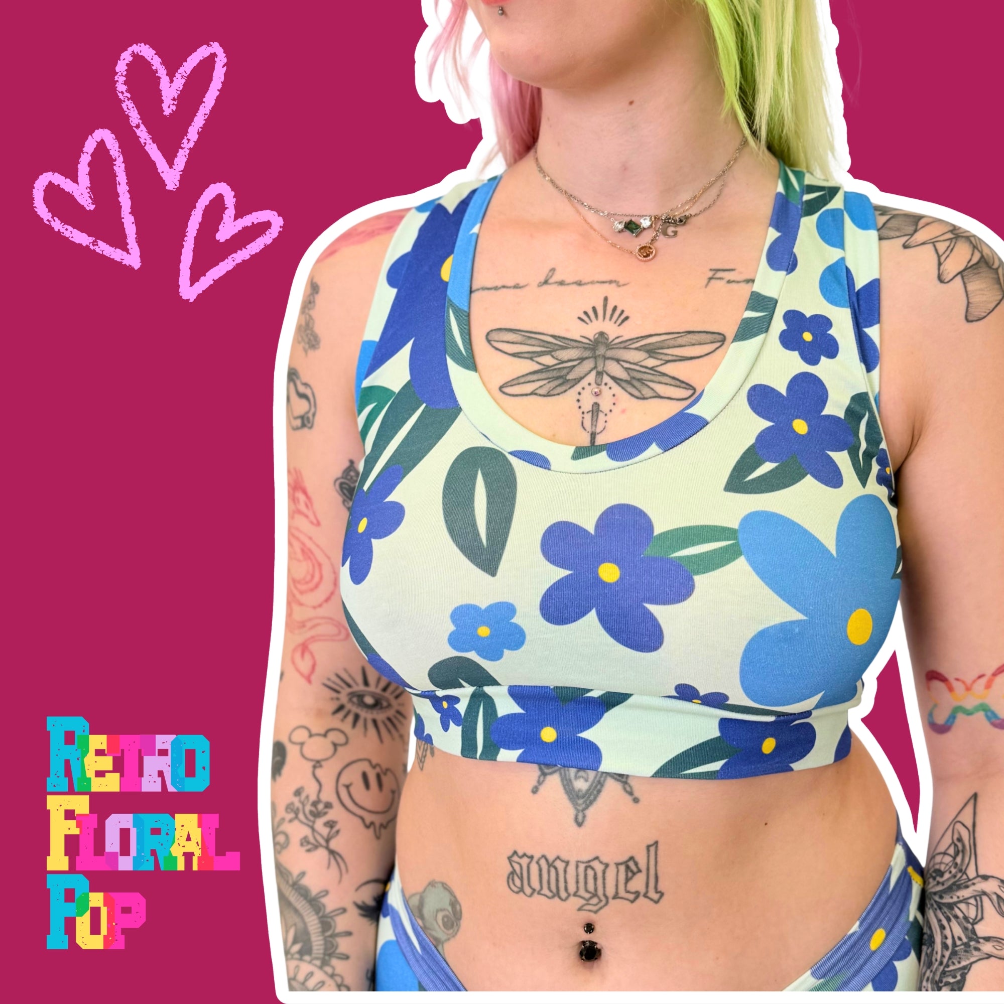 DBD Comfort Bralette |Retro Bloom Floral Pop | Organic Cotton