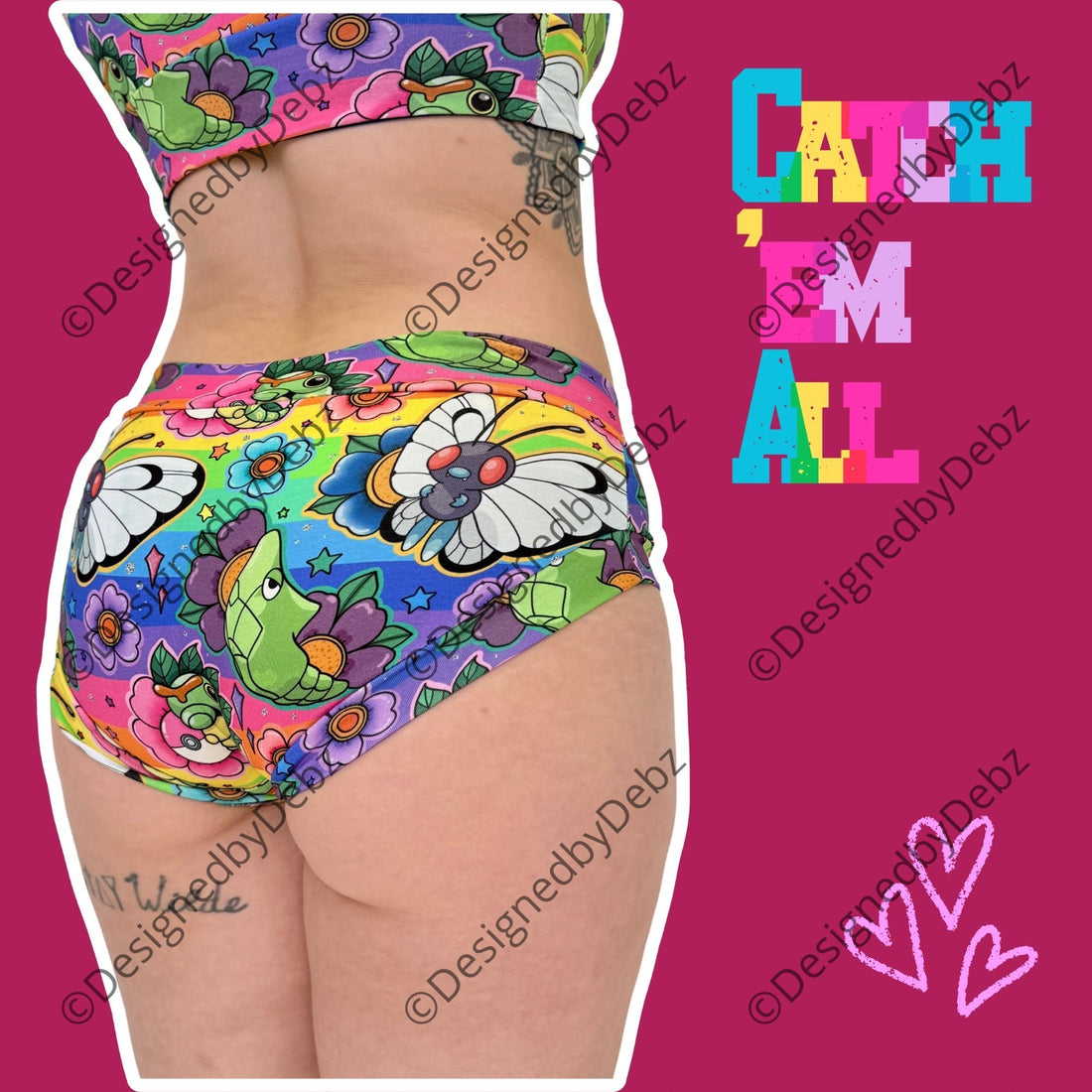 Organic cotton comfort briefs with gothic crows and roses print by Designed By Debz, featuring a soft, breathable fit.