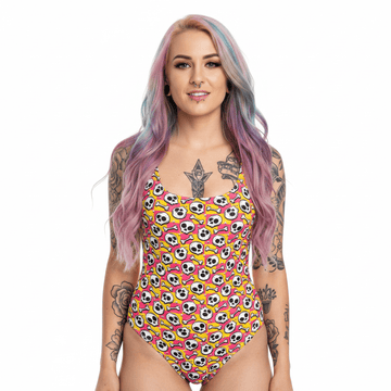 Handmade UK Swimsuit | Sizes 2XS to 7XL | Bonehead Fruit Salad Skulls - Designed By Debz
