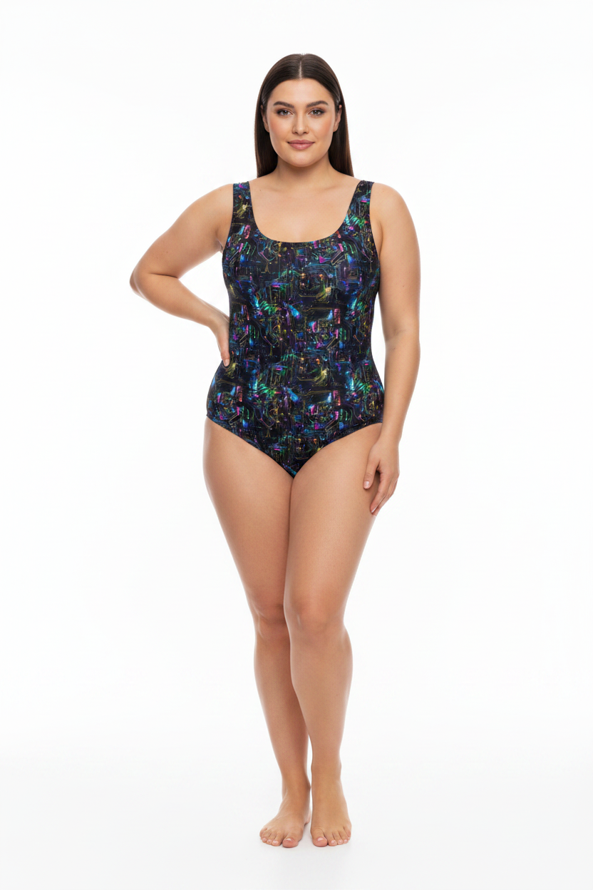 Circuit Board Swimsuit | UPF 50+ Recycled One-Piece Swimwear