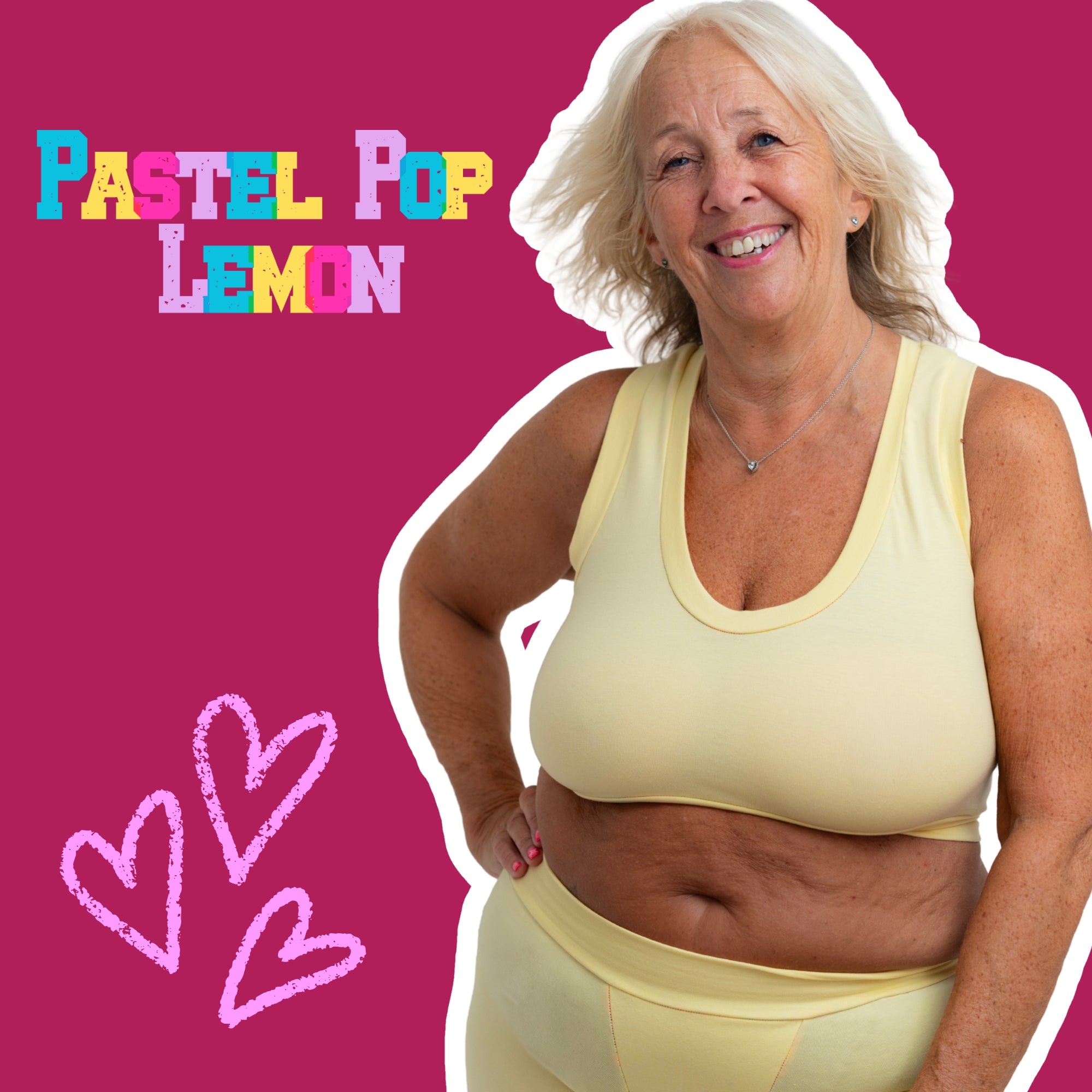 Pastel Pop Lemon Organic Cotton Comfort Bralette | Handmade in the UK | Designed by Debz
