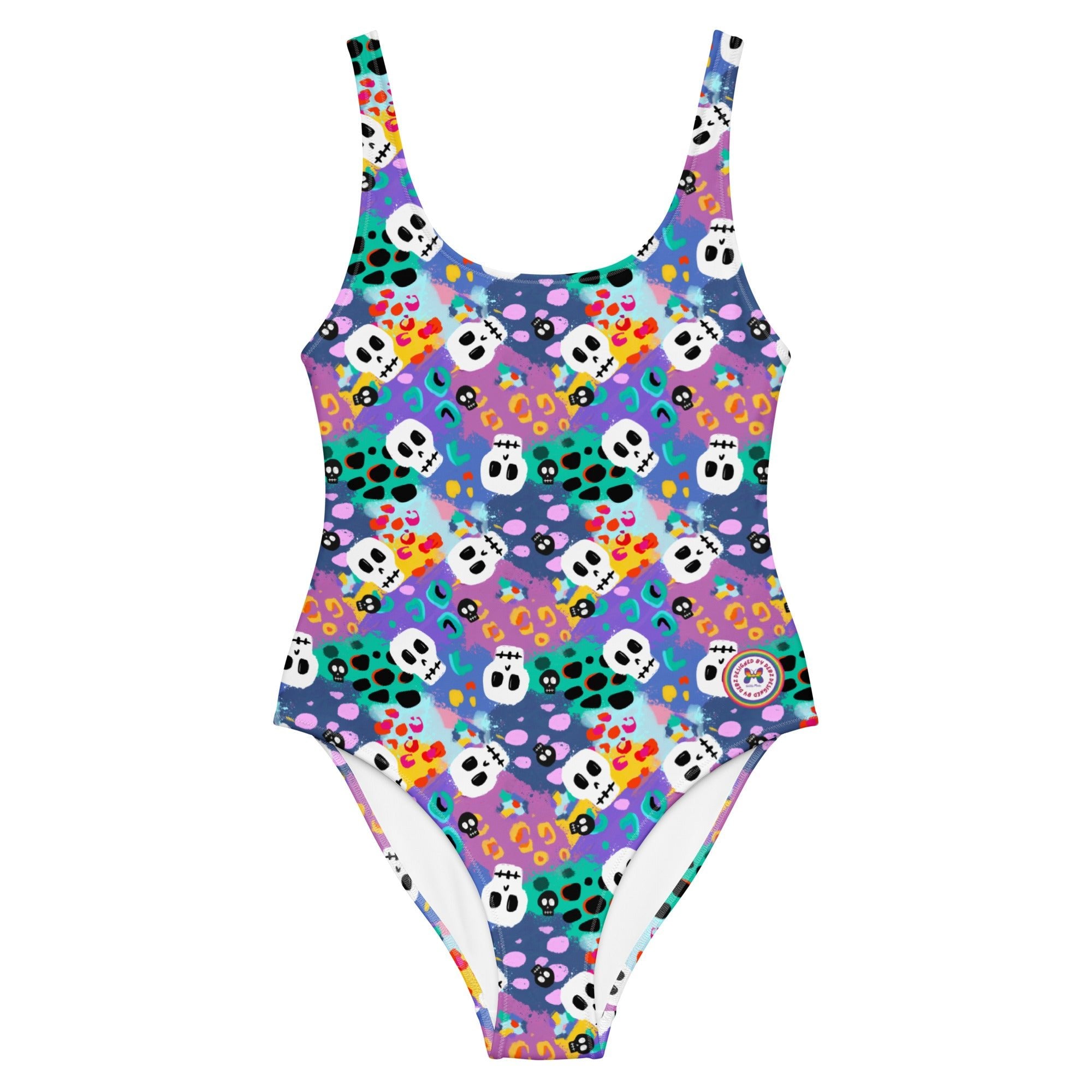 One-Piece Swimsuit | Leopard Print Skulls | Recycled - Designed By Debz