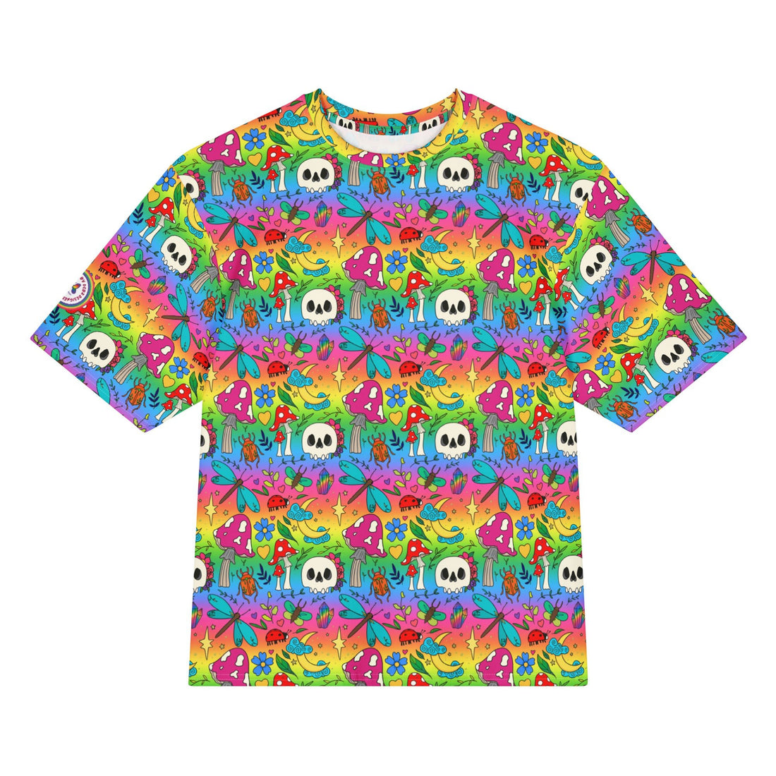 Oversized cotton t-shirt | Bright Spring Rainbow | Handmade - Designed By Debz