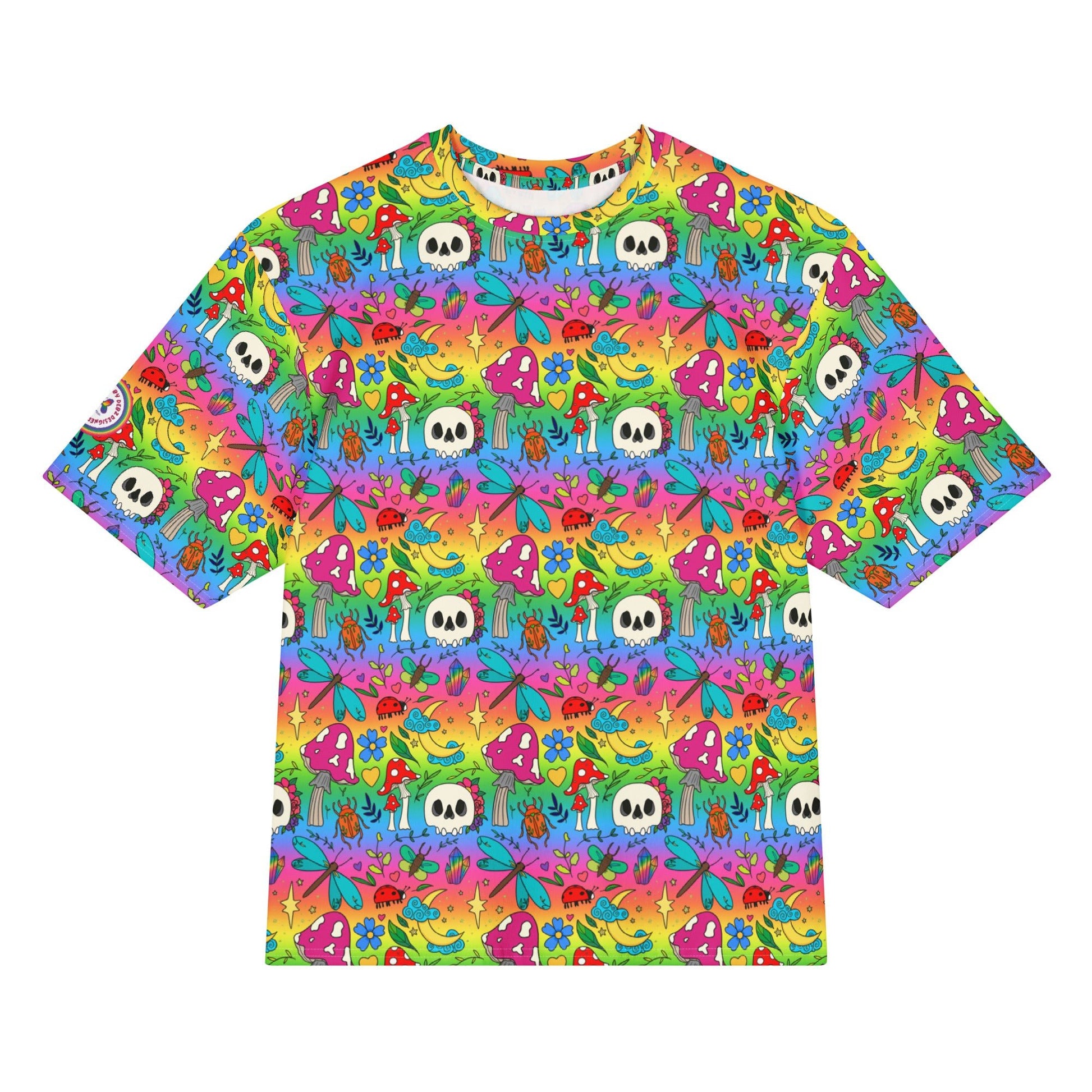 Oversized cotton t-shirt | Bright Spring Rainbow | Handmade - Designed By Debz
