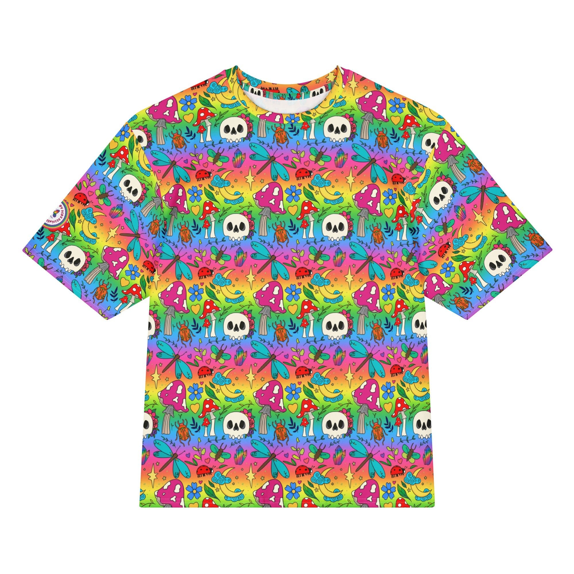 Oversized cotton t-shirt | Bright Spring Rainbow | Handmade - Designed By Debz