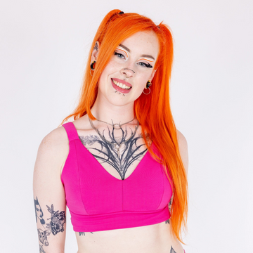 Bright Pink Organic Cotton Bra | Handmade Non-Wired Bra | Sizes 24-60" Back, A-O Cup | Made in the UK by Designed by Debz