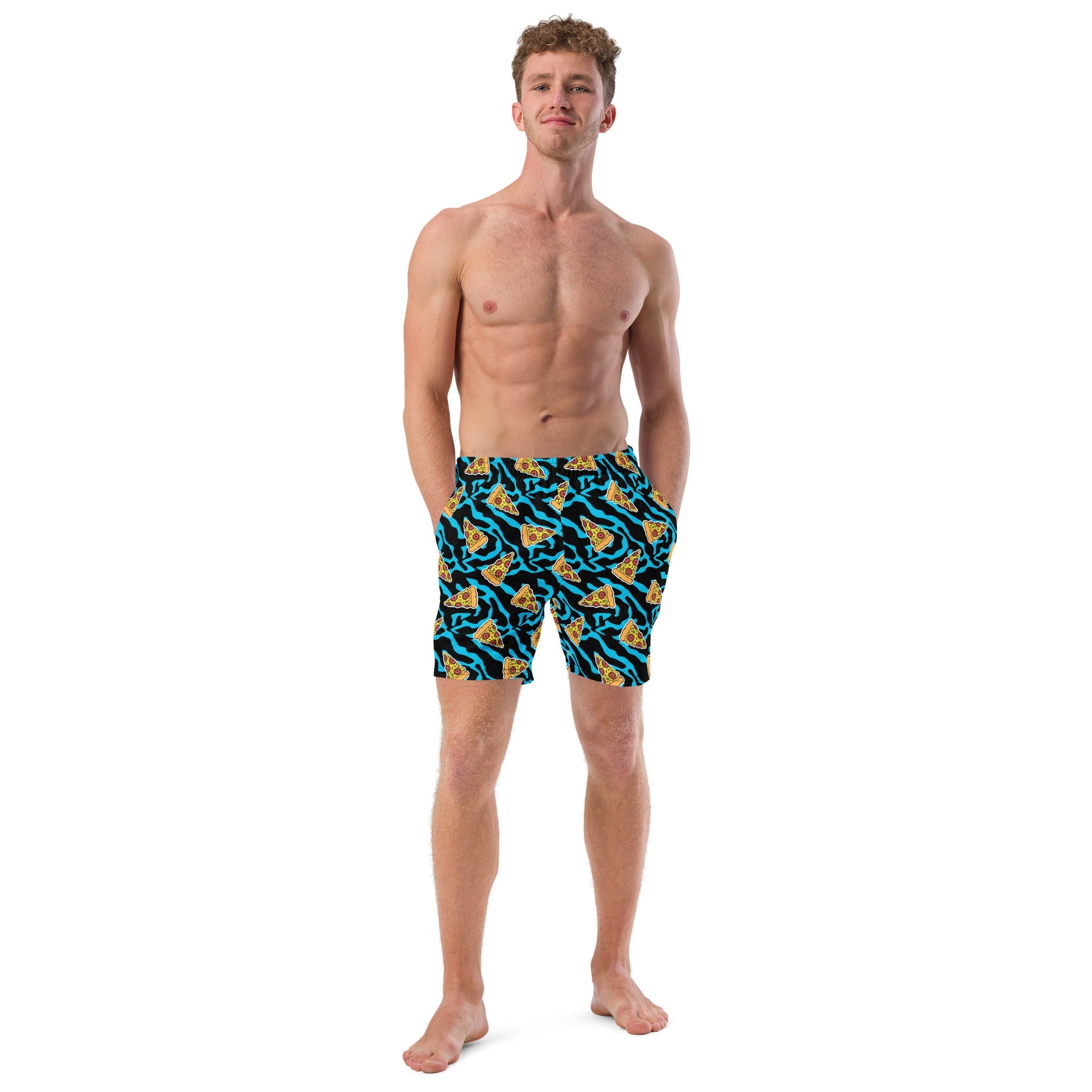 Recycled Swim Trunks | Pizza Lovers Delight | Abstract design - Designed By Debz
