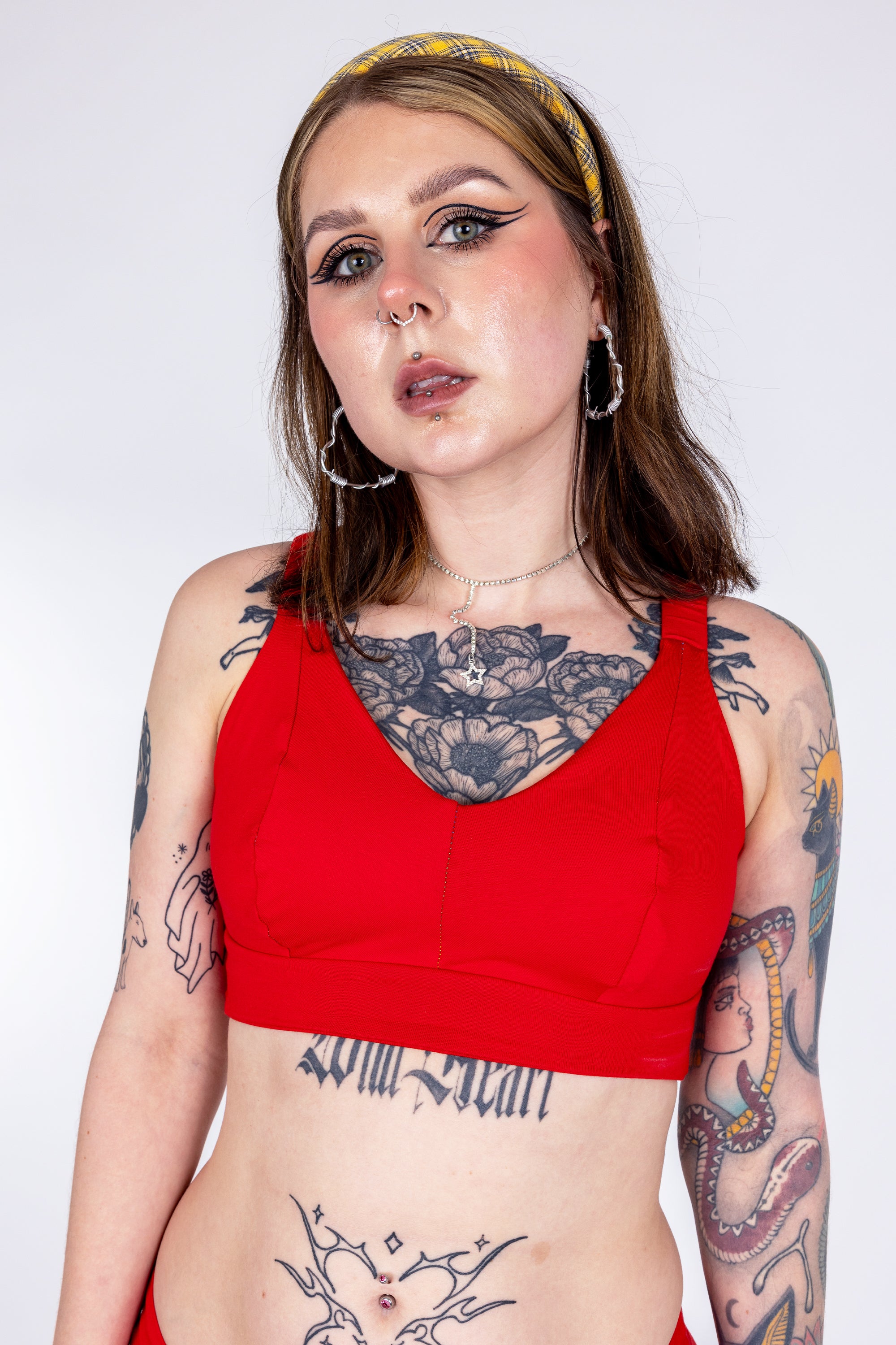 Red Organic Cotton Bra | Handmade Non-Wired Bra | Sizes 24-60" Back, A-O Cup | Made in the UK by Designed by Debz