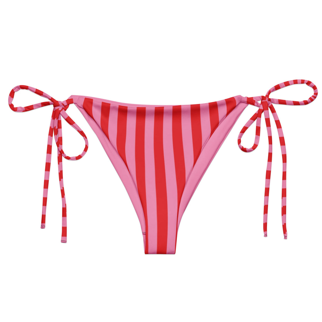String bikini bottom | Pink and Red Striped | Recycled | 2XS - 6XL - Designed By Debz