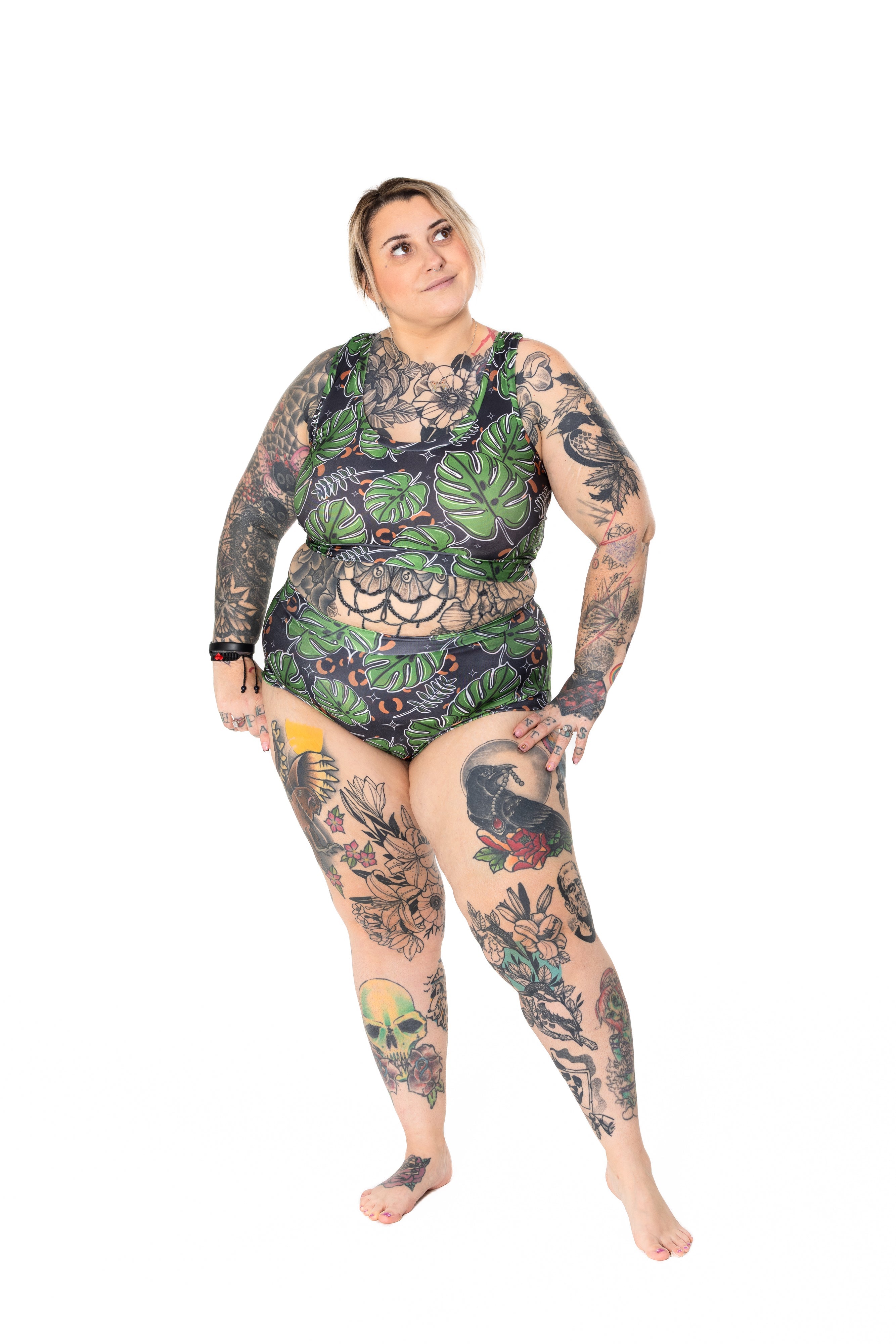 Swim Comfort Bralette | Monstera Plant Print | UK Made - Designed By Debz