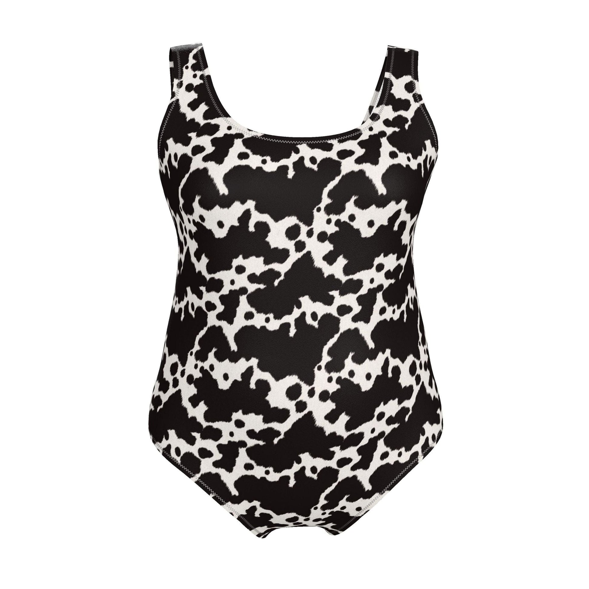 Swimsuit | Black Cow Print | UK Made | 2XS - 7XL - Designed By Debz