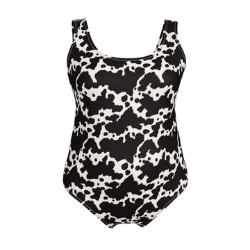 Swimsuit | Black Cow Print | UK Made | 2XS - 7XL - Designed By Debz