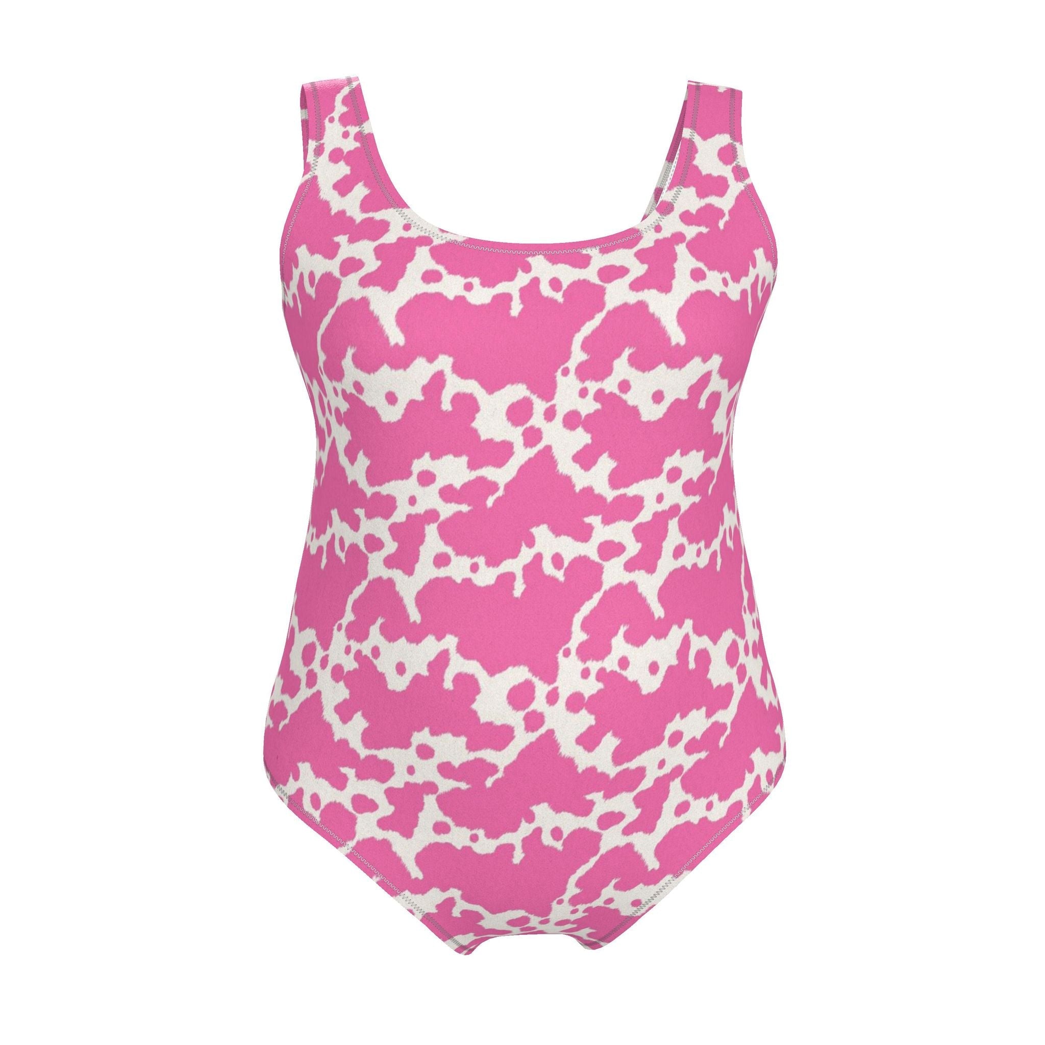 Swimsuit | Pink Cow Print | UK Made | 2XS - 7XL - Designed By Debz
