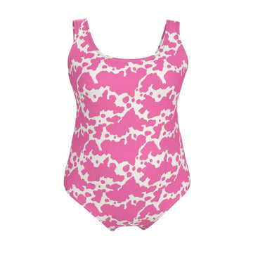 Swimsuit | Pink Cow Print | UK Made | 2XS - 7XL - Designed By Debz