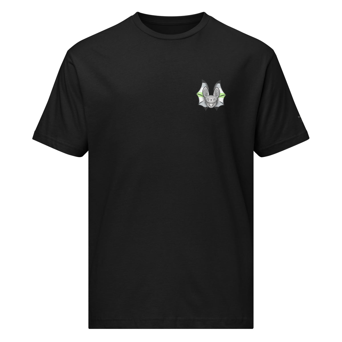 Black Pride Bat Aromantic Flag T-Shirt, unisex fine jersey tee with front print, by Printful.