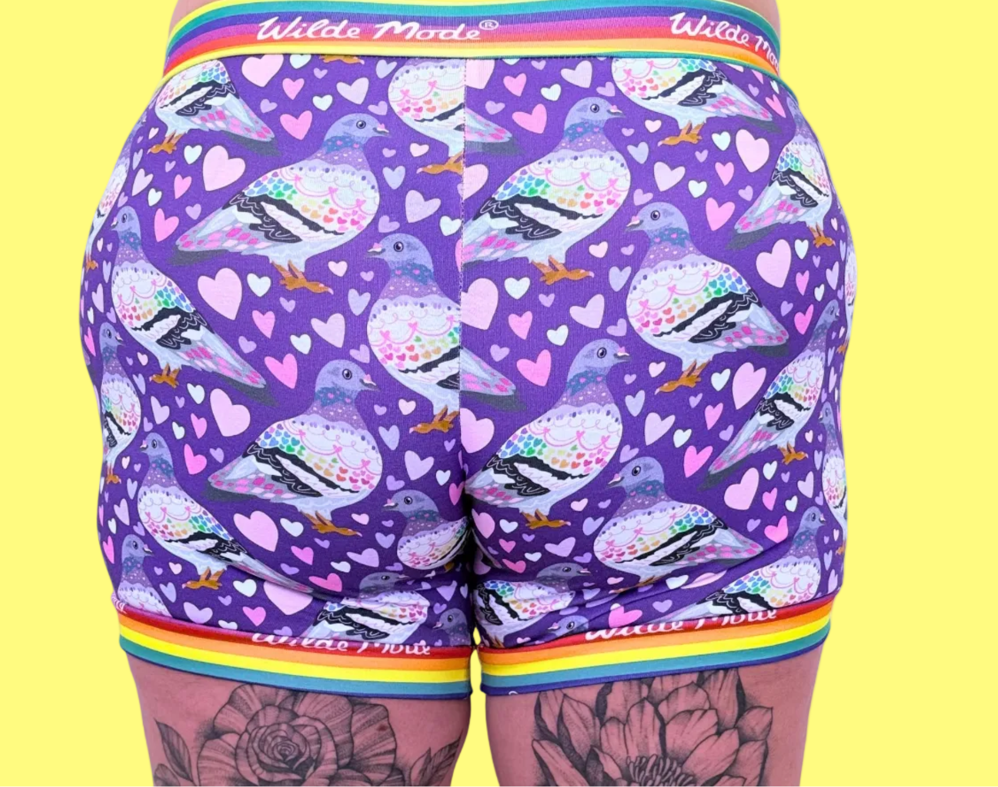 Organic cotton Comfort Boxers by Designed By Debz featuring a Pigeon Love pattern, casual men's boxer shorts.