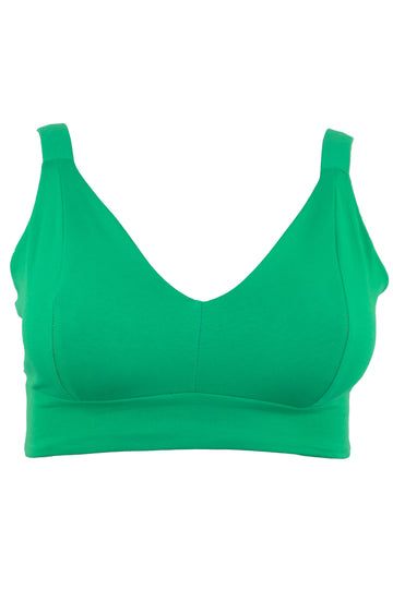 Green Organic Cotton Bra | Handmade Non-Wired Bra | Sizes 24-60" Back, A-O Cup | Made in the UK by Designed by Debz