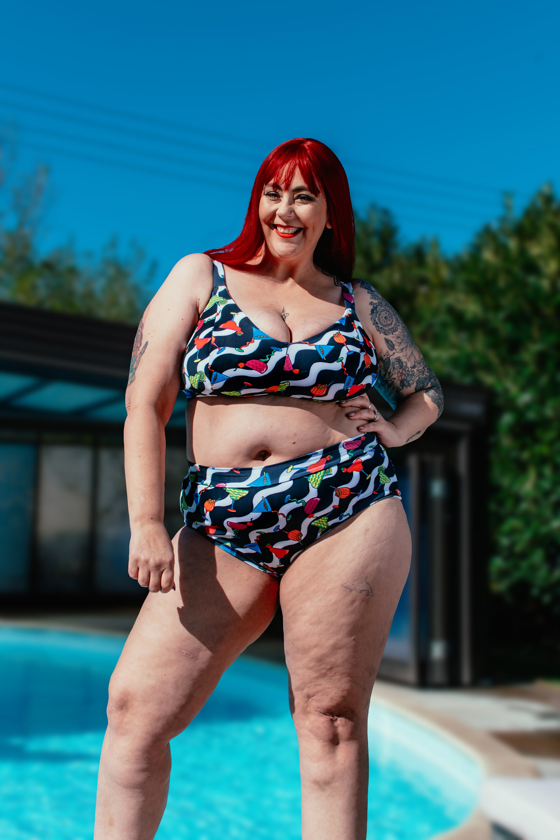 Wilde Mode x Tara Khorzad cocktail waves swim briefs by Designed By Debz, handmade UK, available in XS to 10XL.