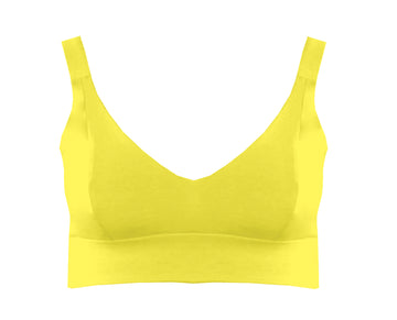 Yellow Organic Cotton Bra | Handmade Non-Wired Bra | Sizes 24-60" Back, A-O Cup | Made in the UK by Designed by Debz