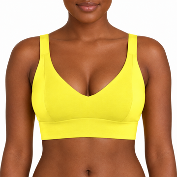 Yellow Organic Cotton Bra | Handmade Non-Wired Bra | Sizes 24-60" Back, A-O Cup | Made in the UK by Designed by Debz